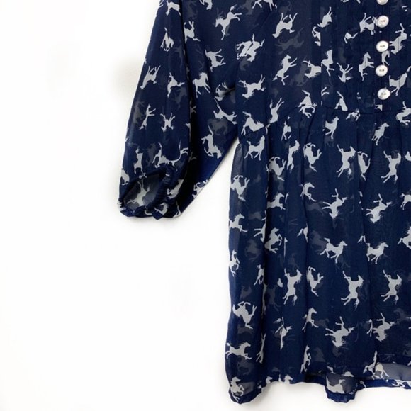 SPEECHLESS Horse Print Sheer Blouse - Picture 3 of 5